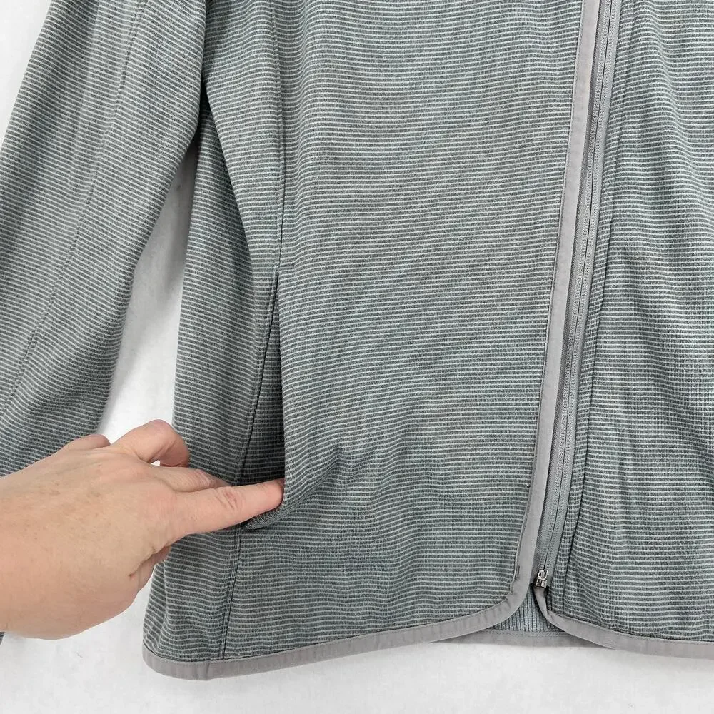 Vineyard Vines Jacket Womens Size L Gray Green Stripe Full Zip Asymmetric Zip